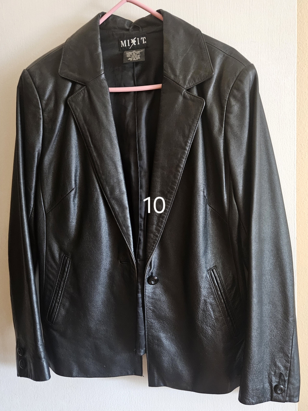 Mixit Black Leather Blazer - Women's Tailored Single-Button Jacket